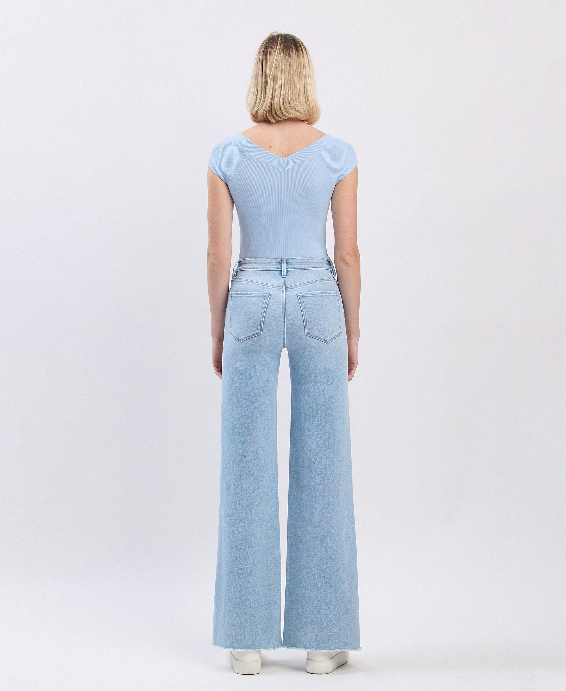 Back product images of Judy - High Rise Raw Hem Wide Leg Jeans
