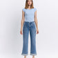 Front product images of Multi Love - High Rise Tab Waistband Cuffed Slim Wide Leg Jeans