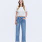 Front product images of Multi Love - High Rise Tab Waistband Cuffed Slim Wide Leg Jeans