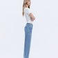 Right 45 degrees product image of Multi Love - High Rise Tab Waistband Cuffed Slim Wide Leg Jeans
