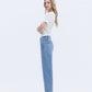 Left 45 degrees product image of Multi Love - High Rise Tab Waistband Cuffed Slim Wide Leg Jeans