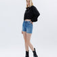 Left 45 degrees product image of Climax - High Rise Raw Hem Denim Shorts