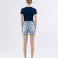 Back product images of Dulcify - High Rise Cuffed Denim Shorts