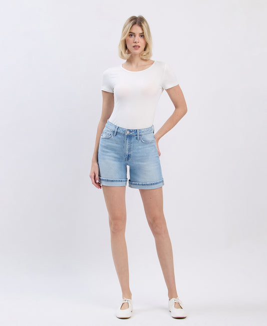 Front product images of Embrace - Super High Rise Midi Denim Shorts