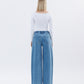 Unabashed - Super High Rise Pleated Drawstring Wide Leg Jeans