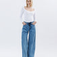 Unabashed - Super High Rise Pleated Drawstring Wide Leg Jeans