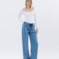 Unabashed - Super High Rise Pleated Drawstring Wide Leg Jeans