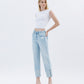 Left 45 degrees product image of Wowed - High Rise Cuffed Crop  Straight Jeans
