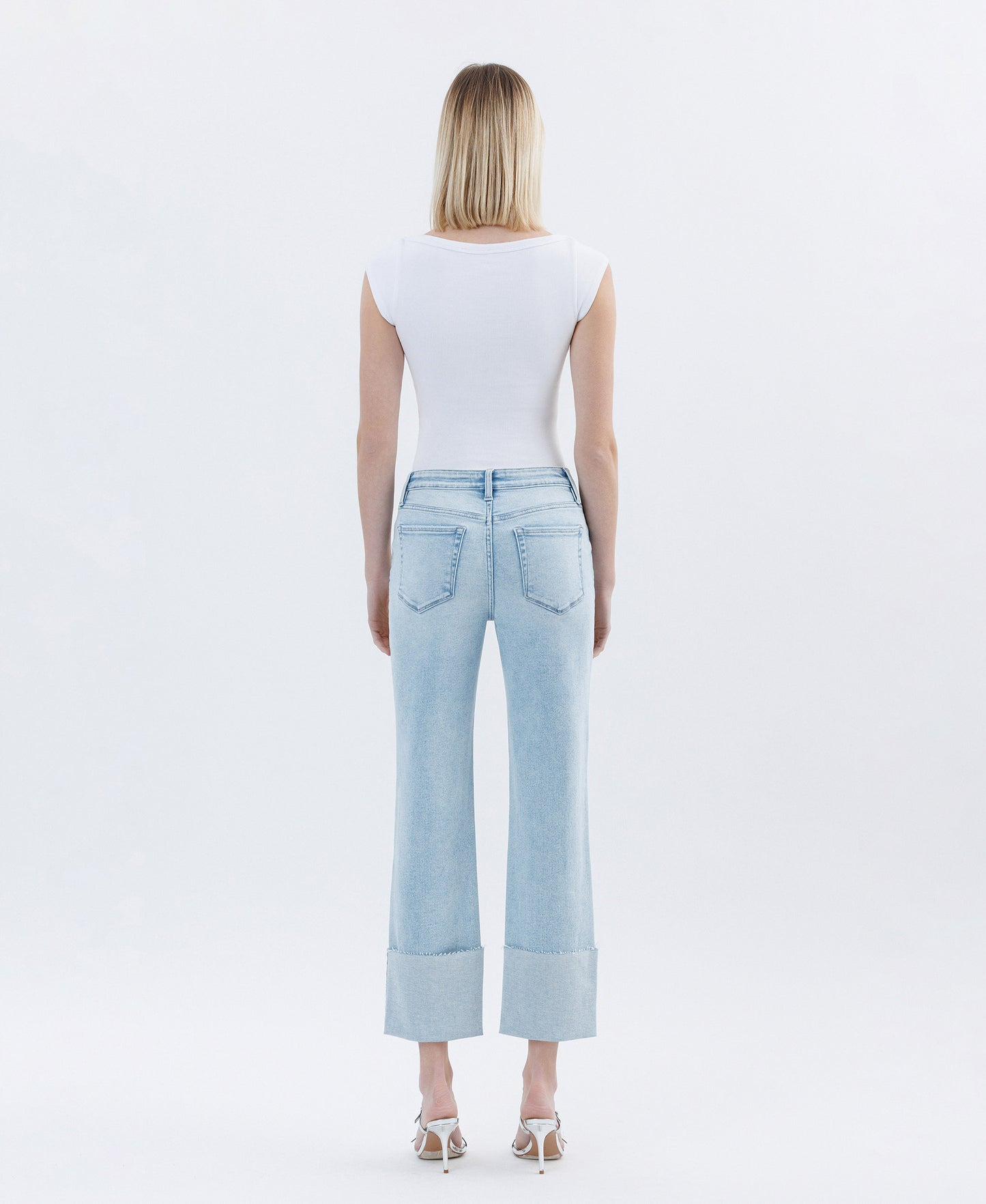 Back product images of Wowed - High Rise Cuffed Crop Straight Jeans