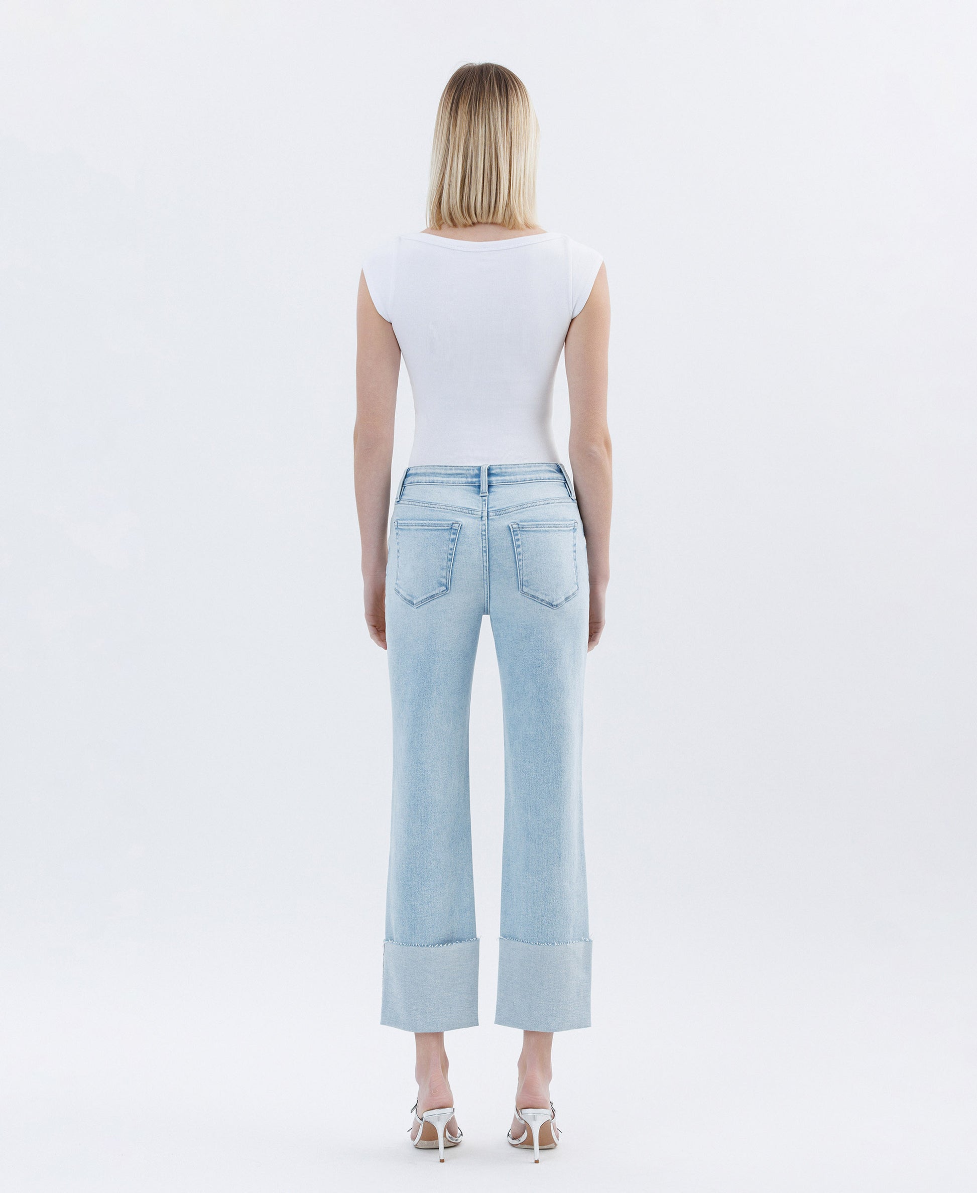 Back product images of Wowed - High Rise Cuffed Crop Straight Jeans