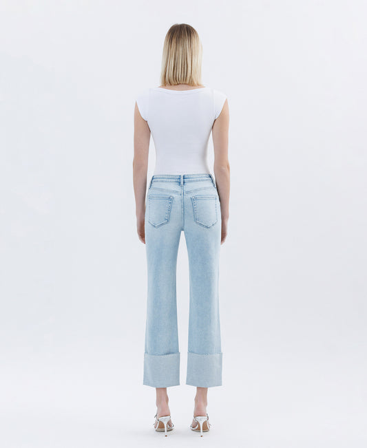 Back product images of Wowed - High Rise Cuffed Crop Straight Jeans
