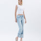 Right 45 degrees product image of Wowed - High Rise Cuffed Crop  Straight Jeans