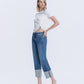 Left 45 degrees product image of Medium Dark - High Rise Cuffed Crop Straight Jeans