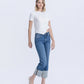 Right 45 degrees product image of Medium Dark - High Rise Cuffed Crop Straight Jeans