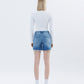 Back product images of Open Minded - High Rise Raw Hem Boyfriend Denim Shorts