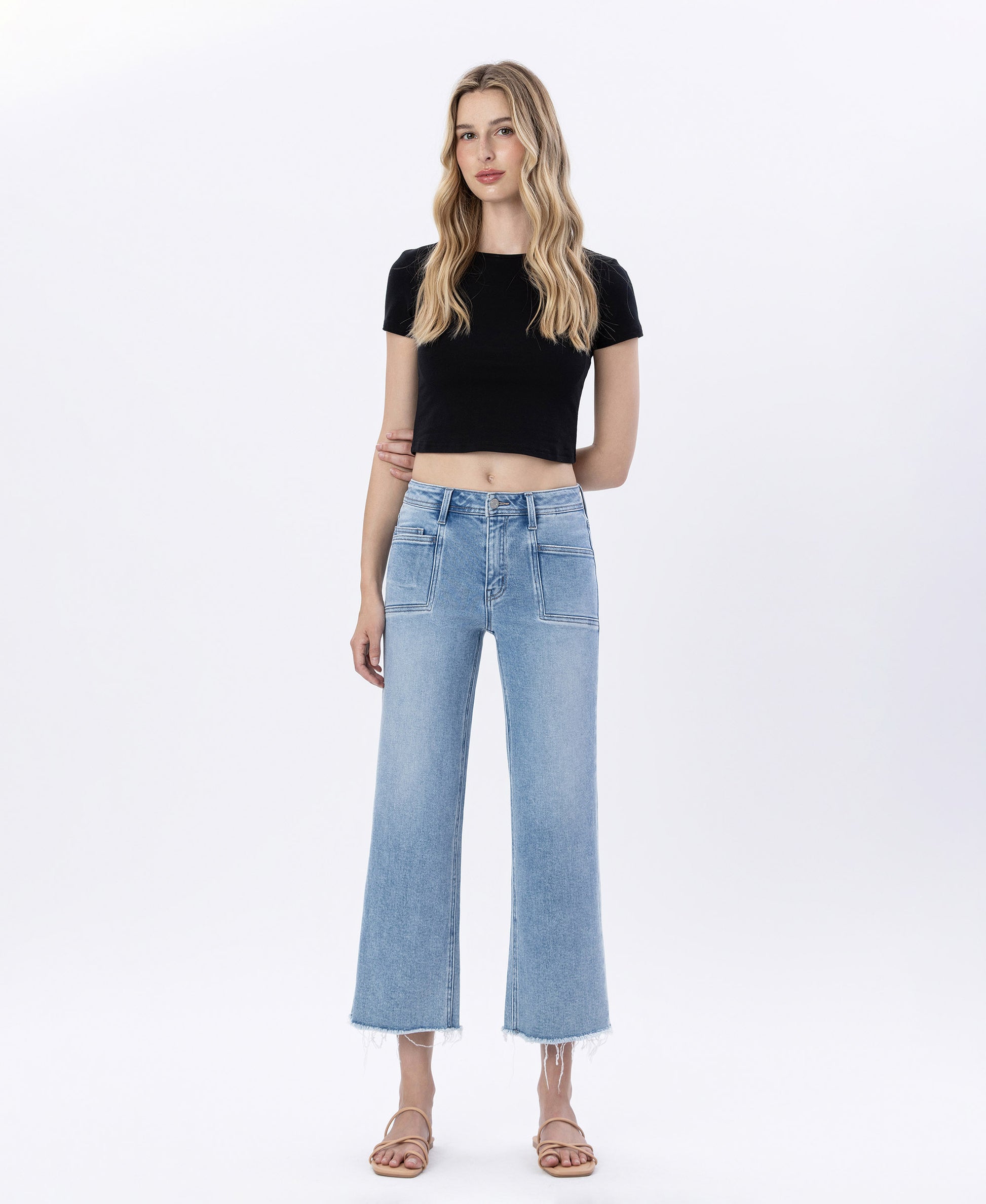 Front product images of Sunflower - High Rise Crop Slim Wide Leg Jeans
