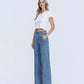 Left 45 degrees product image of Lush Life - Super High Rise Tie Waistband Wide Leg Jeans