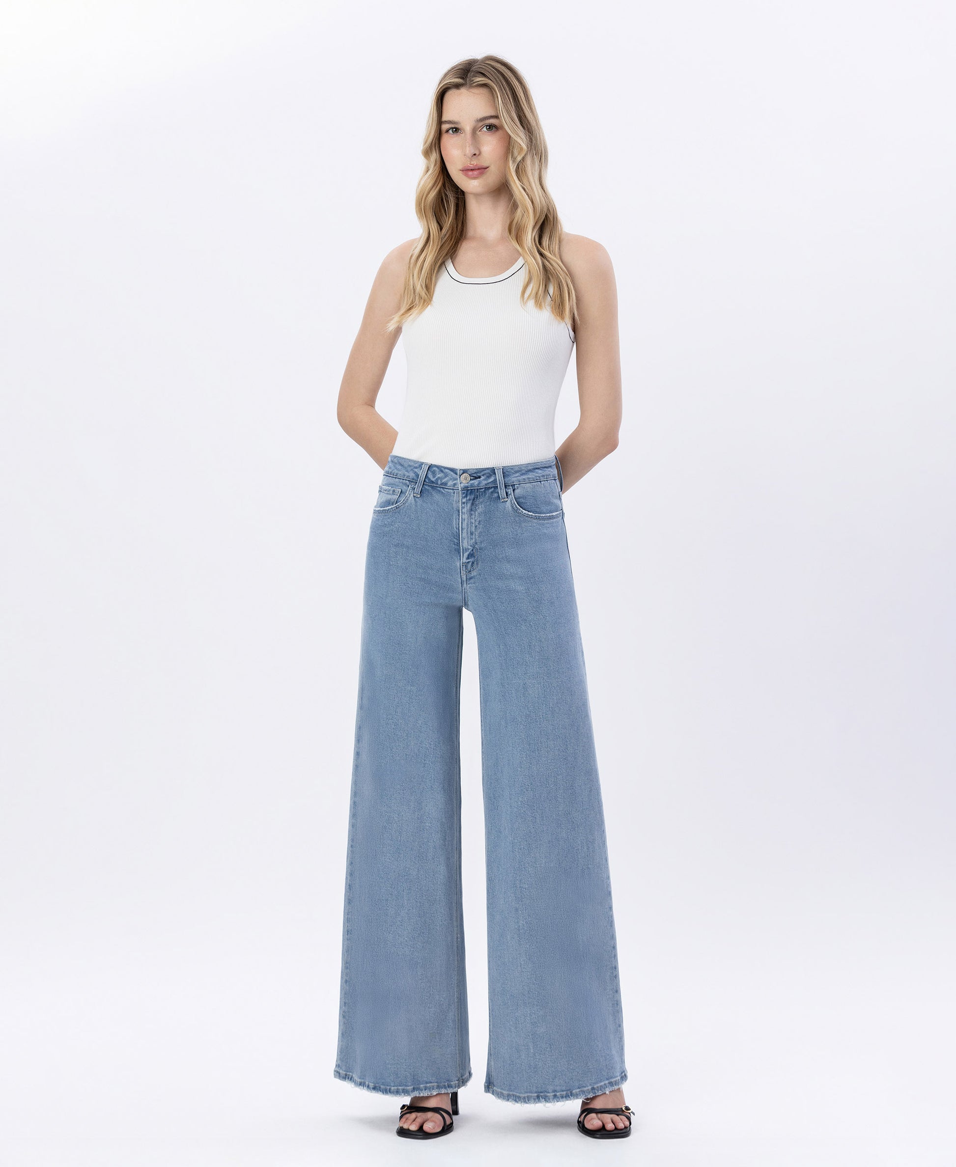 Front product images of Valerie - Super High Rise Full Length Palazzo Jeans
