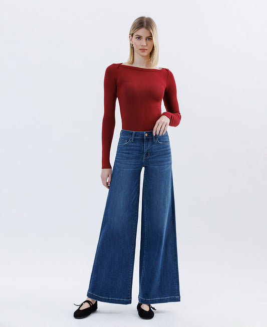 Front product images of Humane - Mid Rise Full Length Palazzo Jeans
