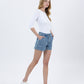 Right 45 degrees product image of Flair - Super Rise Raw Utility Pocket Denim Shorts
