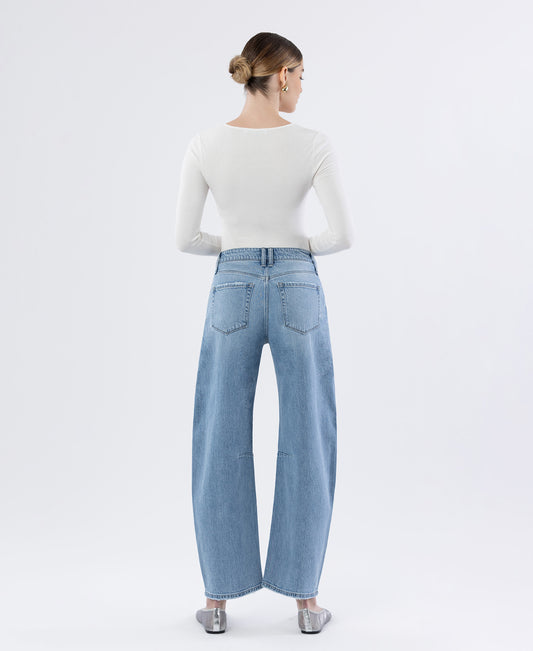 Back product images of Charm - High Rise Wide Barrel Jeans