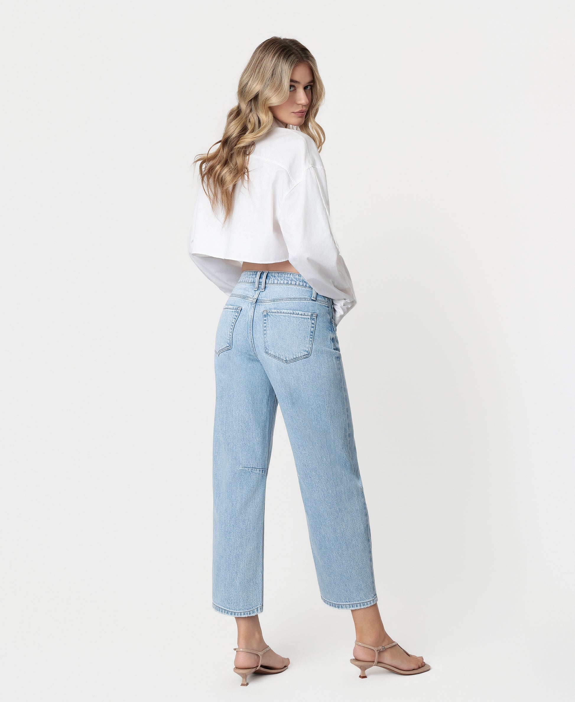 Back product images of Charm - High Rise Wide Barrel Jeans