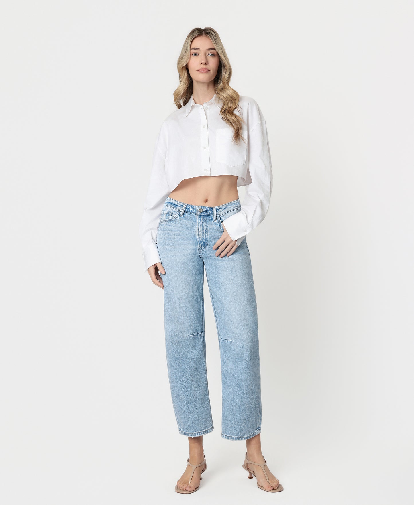 Front product images of Charm - High Rise Wide Barrel Jeans