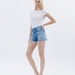 Left 45 degrees product image of  Very Best - High Rise Raw Side Step Hem Denim Shorts
