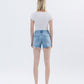 Left 45 degrees product image of Back product images of Very Best - High Rise Raw Side Step Hem Denim Shorts