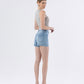Back product images of Dutifully - High Rise Seamless Waistband Denim Shorts
