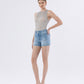 Left 45 degrees product image of Dutifully - High Rise Seamless Waistband Denim Shorts