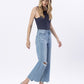 Right 45 degrees product image of Enviably - High Rise Uneven Raw Hem Crop Wide Leg Jeans