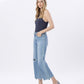 Left 45 degrees product image of Enviably - High Rise Uneven Raw Hem Crop Wide Leg Jeans