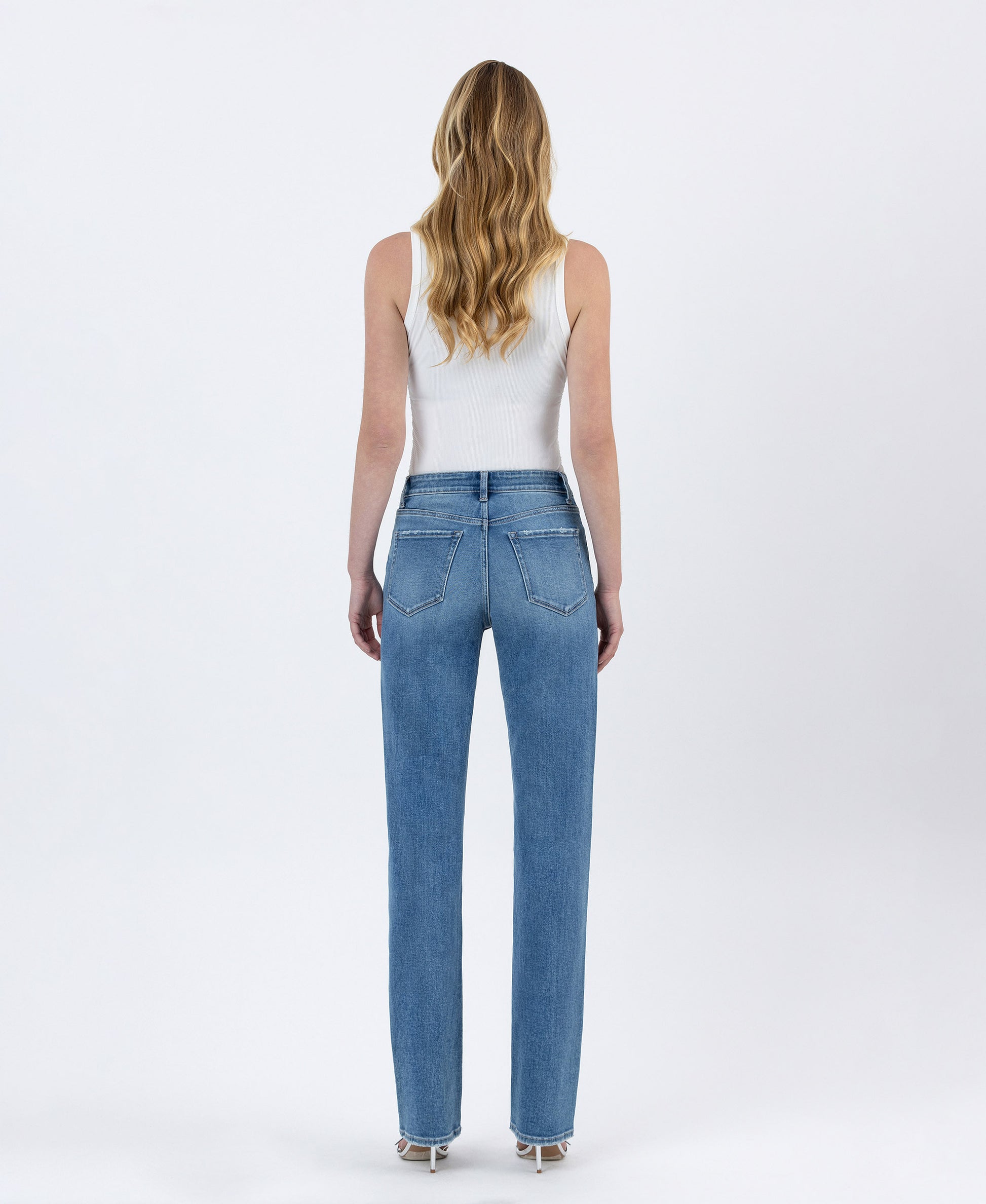 Back product images of Well Bred - High Rise Full Length Straight Jeans