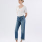 Left 45 degrees product image of Sleek - High Rise Cuffed Straight Jeans