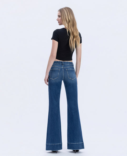 Back product images of Transparent - High Rise Seamless WB Trouser Hem Easy Flare Jeans
