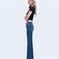 Left side product images of Transparent - High Rise Seamless WB Trouser Hem Easy Flare Jeans