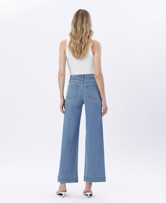 Back product images of Elatedly - Super High Rise Tie Waist Trouser Wide Leg Jeans