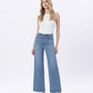 Front product images of Elatedly - Super High Rise Tie Waist Trouser Wide Leg Jeans