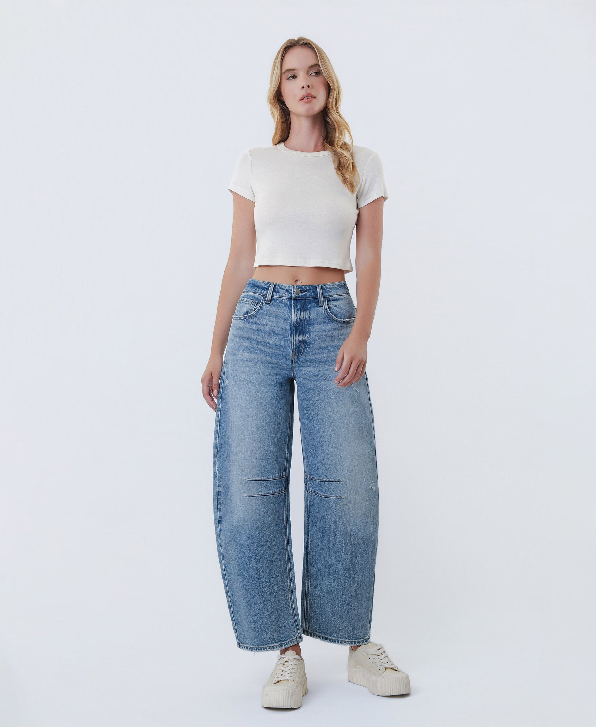 Front product images of Loveit - Super High Rise Horseshoe Barrel Jeans