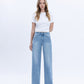 Front product images of Poprock - High Rise Clean Cut Raw Hem Wide Leg Jeans