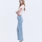 Left 45 degrees product image of Felicious - High Rise Cuffed Baggy Straight Jeans