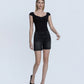 Right 45 degrees product image of Black - High Rise Midi Denim Shorts