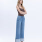 Right 45 degrees product image of Verdant Sephyr - High Rise Cuffed Baggy Wide Leg Jeans