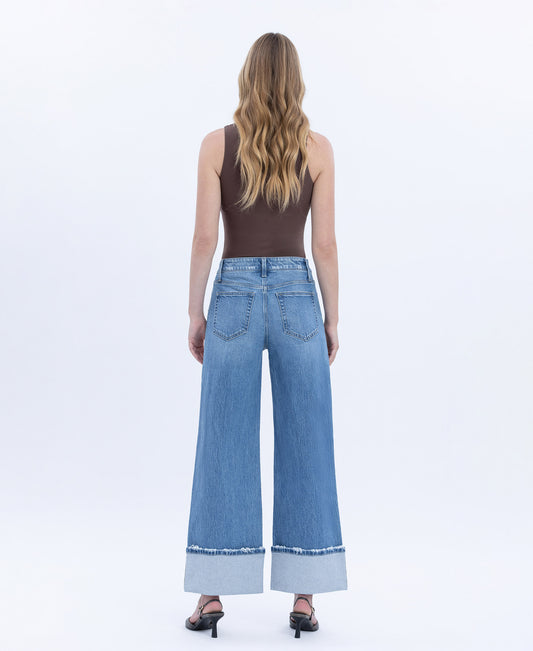 Back product images of Verdant Sephyr - High Rise Cuffed Baggy Wide Leg Jeans