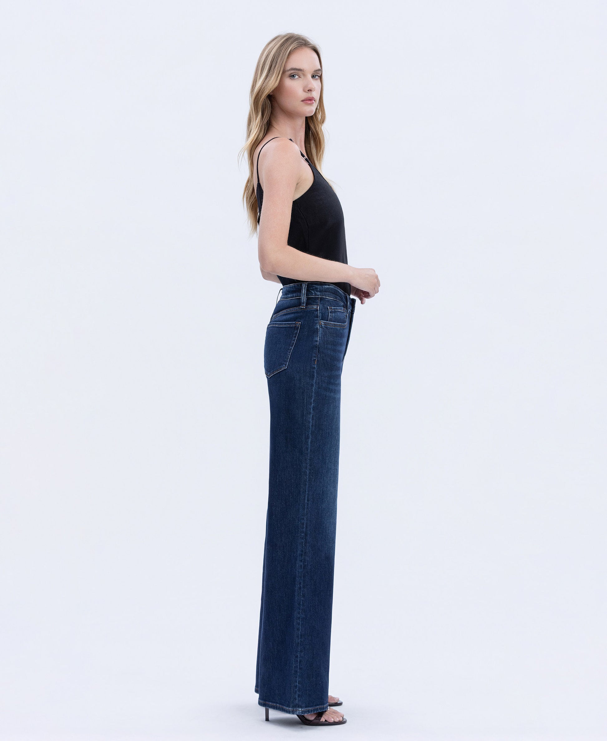 Right side product images of Uplifted Jewel - Super High Rise Full Length Wide Leg Jeans