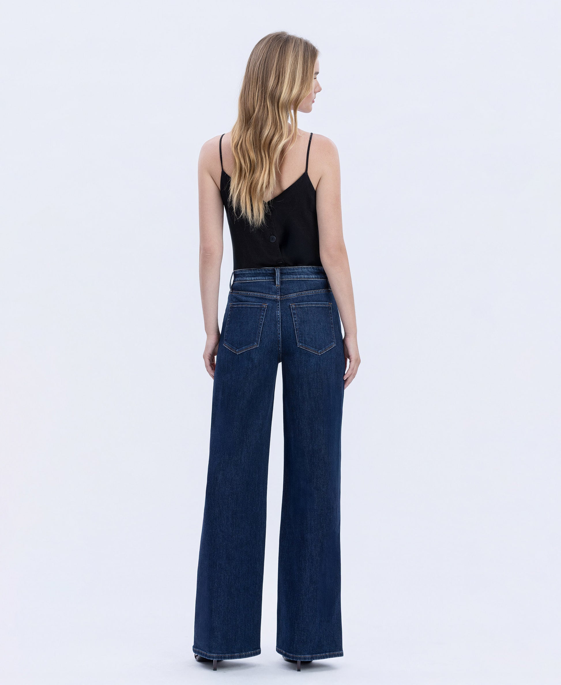 Back product images of Uplifted Jewel - Super High Rise Full Length Wide Leg Jeans