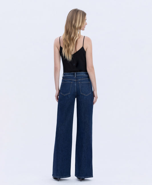 Back product images of Uplifted Jewel - Super High Rise Full Length Wide Leg Jeans