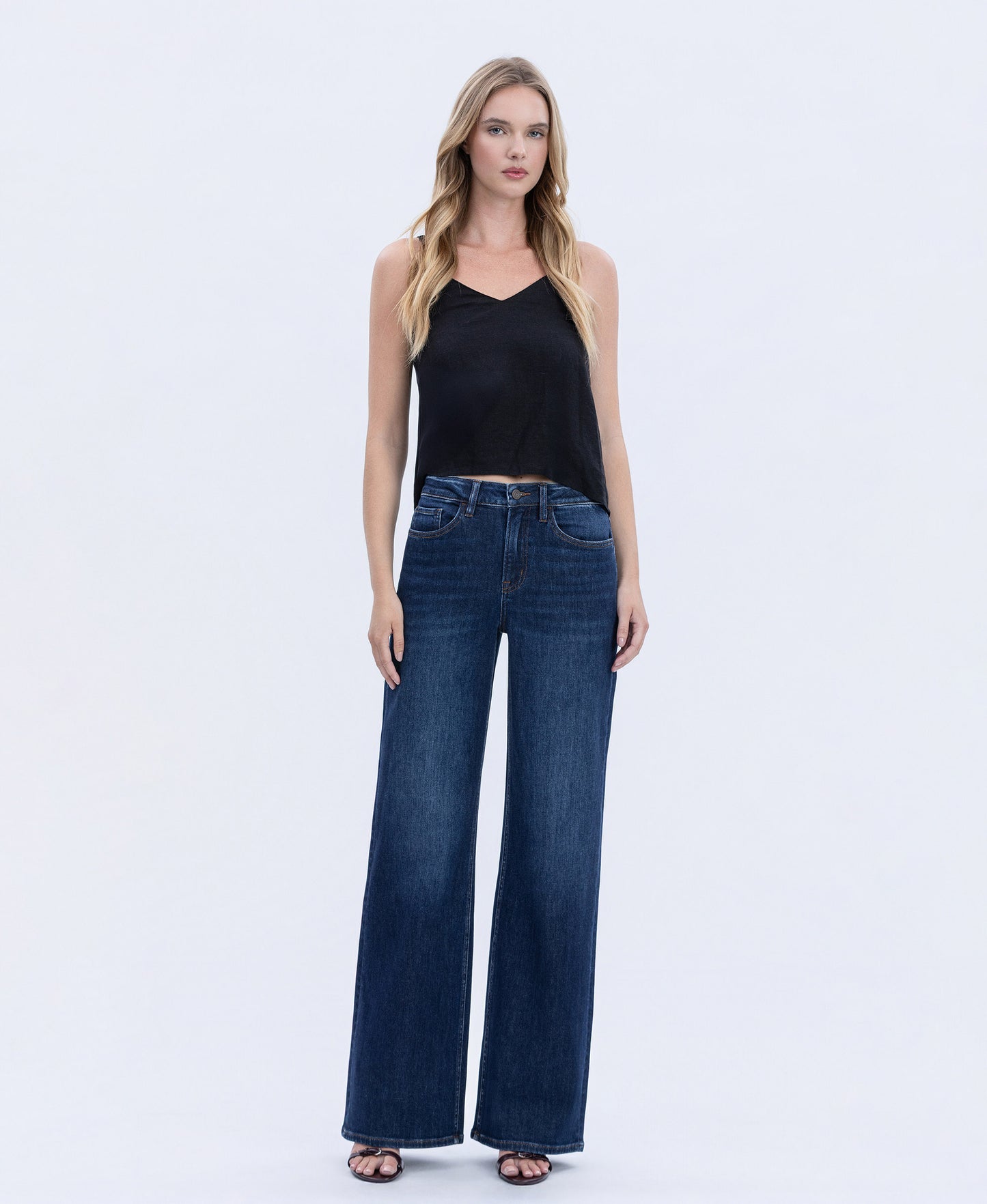 Front product images of Uplifted Jewel - Super High Rise Full Length Wide Leg Jeans