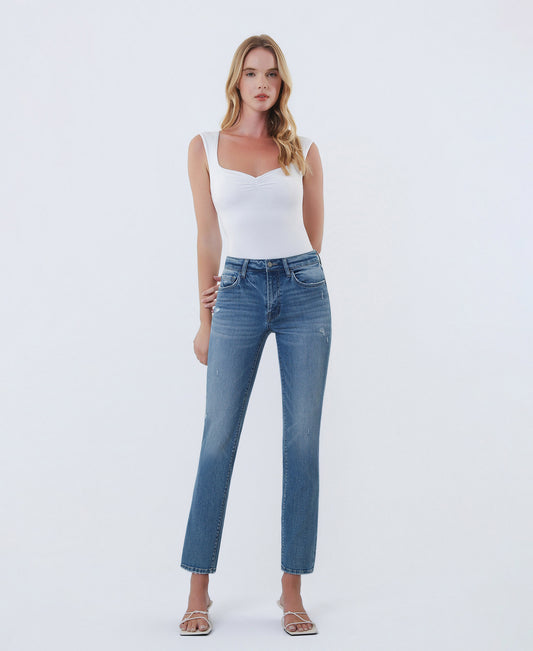 Front product images of Pure Radiance - Mid Rise Ankle Slim Straight Jeans
